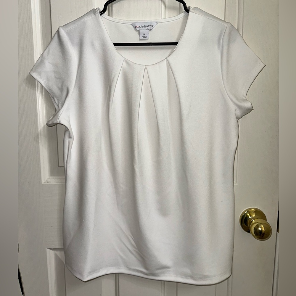 Liz Claiborne Texture Tee Womens Round Neck Short Sleeve Blouse